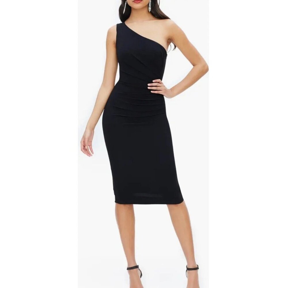 Dress the Population Women’s Martine Stretch Crepe One Shoulder Dress S Small